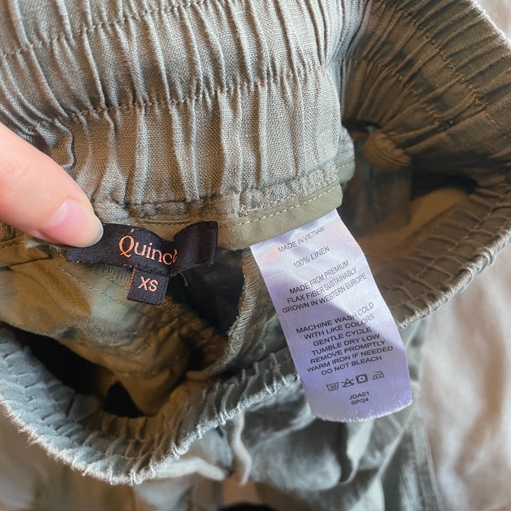 Quince Sage Green Elastic Waist Linen Pants - Picture 2 of 3